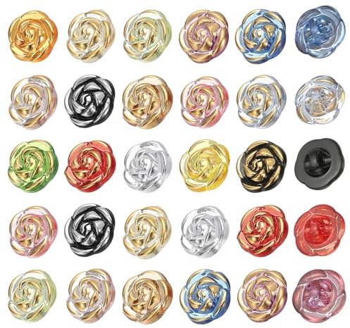 PATIKIL 30 Piezas De Botones Flor De Rosa 13 mm 1/2 Colores Mezclados