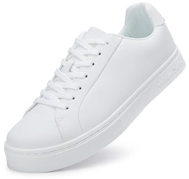 Sneakers Uomo Scarpe Casual in Pelle Scarpe da Ginnastica Passeggio Skateboard Business Bianco 45