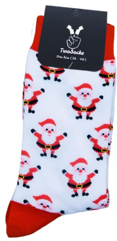 TwoSocks lustige Socken Damen Herren witzige Strümpfe als Geschenk Einheitsgröße (Weihnachtsmann)