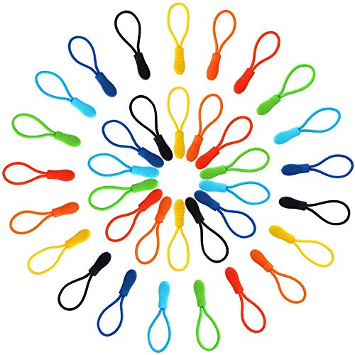 Chiusure Lampo Estensione,35 Pack Estensione Cerniera Lampo Tag Cordone Tira per Zaini Abbigliamento Sportwear Nylon 7 Colori