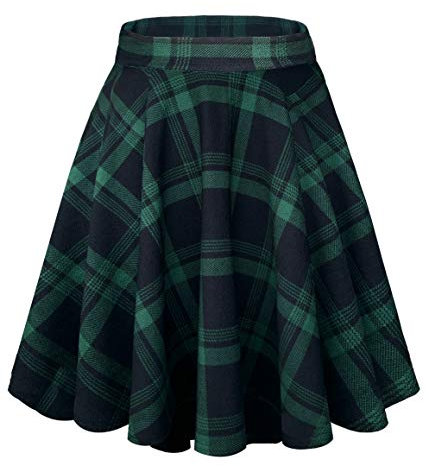 Damen Elegante Elastische Taille Ausgestellte A-Linie Midi Rock Basic Uniform Plissee Skater Röcke(M, 13)