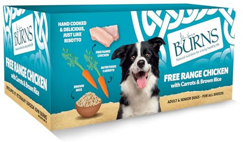 Burns Pet Natural Nutrition Adult & Senior Wet Dog Food Organic Chicken, Carrots & Organic Brown Rice, 12 x 150 gm