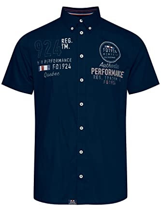 FQ1924 FQRontus Camicia da uomo a maniche corte con colletto Kent in 100% cotone, Navy Blazer (193923)., M