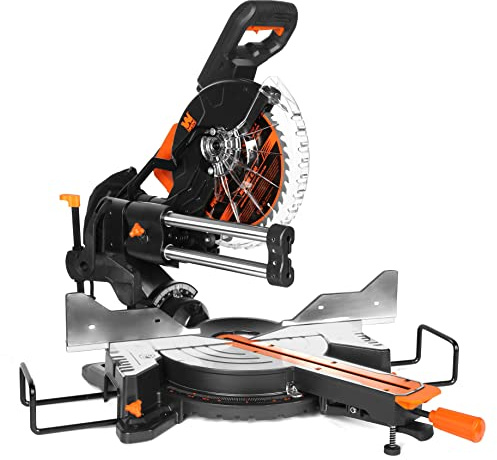 WEN MM1015 15-Amp 10-Inch Dual Bevel Sliding Compound Miter Saw with LED Cutline Multi-color