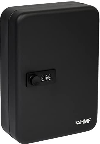 HMF 14548-02 Cassetta portachiavi con codice numerico | 48 ganci | 25 x 18 x 7 cm | Nero
