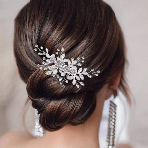 Silver Fascinator Wedding Hair Clip - Diamante Bridal Hair Comb for Women | Handmade With Rhinestones & Silver Wire, Perfect As Silver Fascinators For Weddings, Proms, Parties & Anniversaries