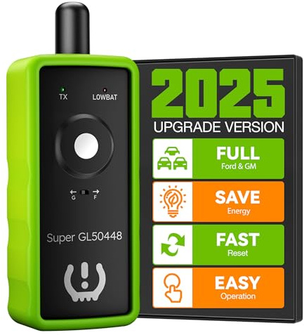 VXDAS 2IN1 TPMS Relearn Tool Super GL50448 for GM and Ford with Model Switch Button,Tire Pressure Sensor Monitor Reset Activation for Buick/Cadillac/Chevrolet/GMC/Lincoln 2025 Edition(Green)