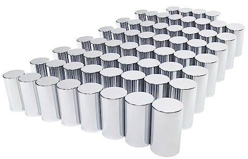 Grandroad auto 60 Pack Lug Nut Covers, 33mm by 3-1/2 Thread On Flat Top Cylinder Nut Cover Caps ABS Chrome Plastic Anti-Rust Screw-on Lug Nut Covers for Semi Trucks Trailers