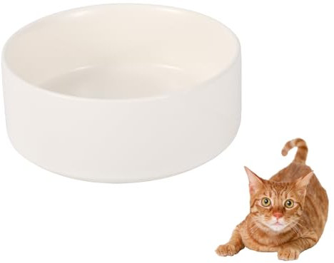 Ciotola in Ceramica per Gatti e Cani di Piccola Taglia - Ciotole Cibo e Acqua di Ricambio - 480 ml - Bianco