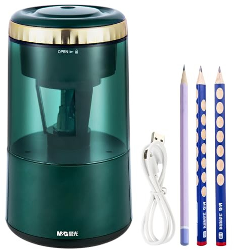 M&G Electric Pencil Sharpener, Portable Automatic Pencil Sharpener for Colored Pencils, Auto Stop,Fully Automatic Sharp & Fast, USB Operated for 7-8mm Pencils for Kids, School, Office, Home (Green)