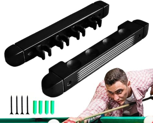 Support mural pour queues de billard, 4 clips de queues de billard – Support mural en bois dur pour queues de billard, bâtons de piscine, mur
