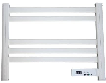 Bathroom Electric Heated Towel Rail with Timer, Wall Mounted Plug-In Towel Warmer with Temperature Display (White)