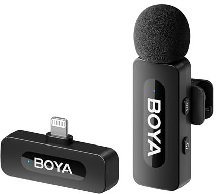 BOYA by-V1 Micro Cravate sans Fil Professionnel, Micro iphone pour Smartphone, Enregistrement de Podcast, vidéo, vlog, Youtube, TikTok, Live Streaming