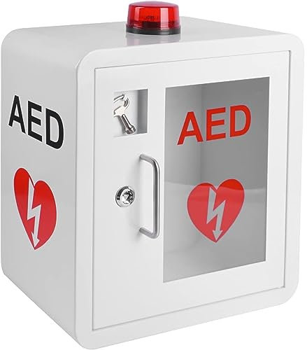 AED-skåp, AED-defibrillator Väggmonterat förvaringsskåp, med larm-nödblixtljus, design med rundade hörn, passar alla hjärtvetenskap, AED-defibrillator, Physio-Control