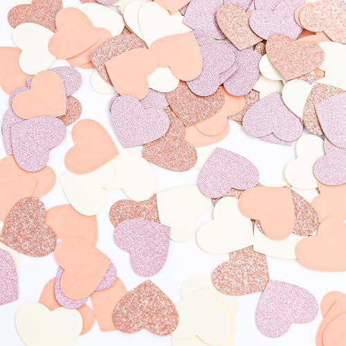 KOBOKO Herz Konfetti Hochzeit, 100 Stück Herzkonfetti Groß, Konfetti Hochzeit, Glitzer Konfetti Geburtstag Tischdeko, Herz Deko Confetti für Hochzeit,Valentinstag,Verlobung,Heiratsantrag (Rosa)