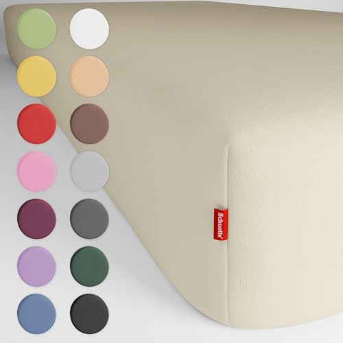 Schuette® Topper Spannbettlaken • 80x200 cm • Wow! Kollektion: Almond Cream (Ecru) • 100% Superfluff Baumwolle, Blickdicht, Faltenfrei • mit Rundumgummi • Matratzenhöhe bis 15 cm