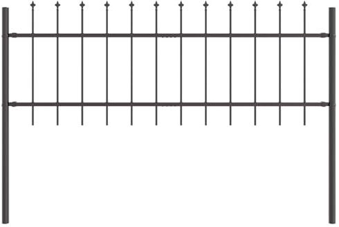 vidaXL 5-teilige Gartenzaunpaneele | Modernes Design, pulverbeschichtete Stahlkonstruktion, UV-resistent, geeignet für draußen, Maße 170 x 3,5 x 110 cm, Barriere, Zaun, schwarze Teiler