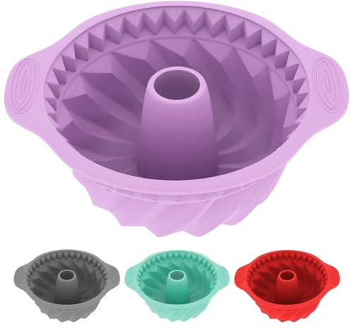 Moldes Silicona Reposteria Redondo1Pcs | Molde Silicona Bizcocho Horno | Molde Bizcocho Freidora de Aire | Molde BIZCOCHO Agujero | Moldes Pastel y Tarta | MOLDES Desmontable 24x11cm (Violeta)