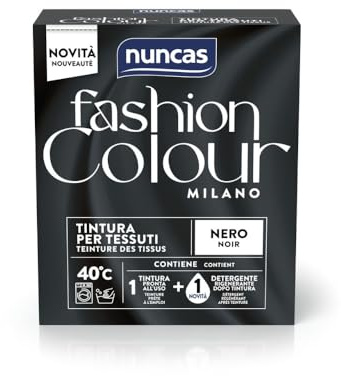 Nuncas Fashion Colour Milano - Noir - Kit de teinture textile - Prêt à l'emploi avec lessive post-traitement (180 g - 75 ml)