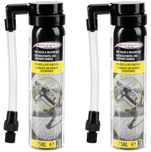 COM-FOUR® 2x cykelpunkteringsspray 75 ml styck - Omedelbar hjälp vid punktering - Tätningsspray för cykelslangar - kompakt och snabbt klar att använda (02 stycken - Cykelspray för punktering)