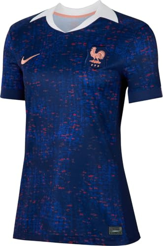 FFF 2025 Stadium Domicile (Équipe Féminine) Maillot De Foot Replica Nike Dri-Fit pour Femme, Blue Void/Lt Madder Root, FZ9130-492, XS