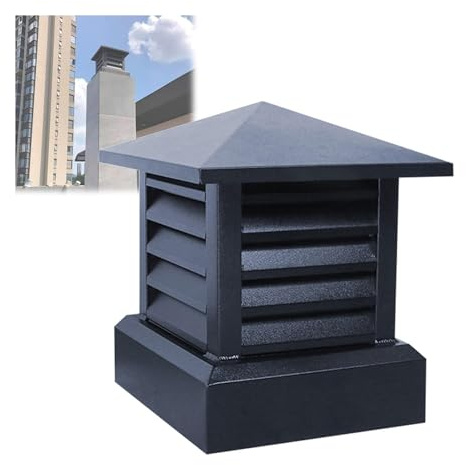 LSSHQ Comignolo Quadrato in Lega di Alluminio Comignolo Antivento Canna Fumaria, Villa Antifumo e Antipioggia Cappelli for Camino Quadrati for Camino Esterno(25x25cm/9.8x9.8in)