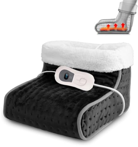 FFitness Scaldapiedi Elettrico Con 3 Livelli di Calore Cuscino Riscaldante per Piedi Fodera Interna Soffice e Lavabile Anti-Freddo per Casa e Ufficio