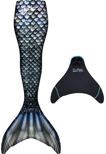 Fin Fun Mermaidens - Adult Mermaid Tails for Swimming for Women with Monofin, Extra Small, Barracuda Black