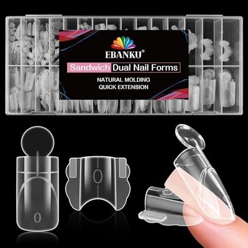 EBANKU 280PCS Poly Gel Nagelformer, Återanvändbara Dual Forms för Polygel Kort Square Nagelform Akryl Nagelförlängningsverktyg för Hemsalong Nagelmanikyr