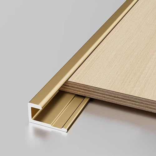 Vattentät guld C-formad aluminiumkant trimremsa – 18 mm x 3 m hörnskydd för skåp bord skiljeväggar steg – dekorativ kakelprofil och skyddande gjutning