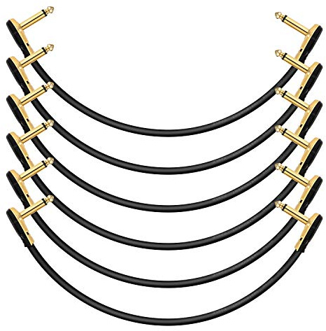 Donner gitarr patchkablar höger vinkel, 30 cm effekt pedalsladdar 1/4 instrumentkablar för gitarr baseffekter pedaler 6-pack