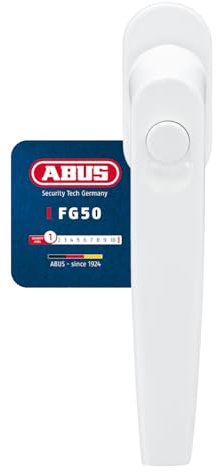 ABUS Fenstergriff FG50 - Fensterschloss mit verriegelbarem Druckknopf - ABUS-Sicherheitslevel 1 - 78773 - Weiß