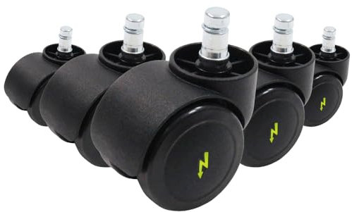 hjh OFFICE 619045 5x Elektrisch leitfähige Rollen 11x50 mm Bürostuhl Rollen für harte Böden | Vermeidung von statischer Aufladung