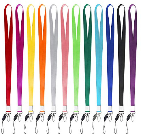 Cordon Correa de Cuello Oficina Nylon con Cierre Ovalado Hebilla Desmontable para Los Teléfonos Celulares, IPod, Llaves, Tarjeta de Identificación para Exposición, Negocio, Estudiente(12pcs,47cm)