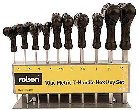Rolson 40320 - Juego de llaves hexagonales con mango en T (10 unidades)