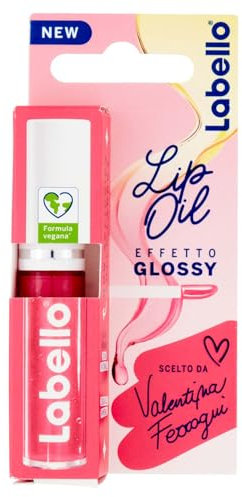 Labello Lip Oil Effetto Glossy Pink Rock 5.5 ml, Lucidalabbra volumizzante e idratante, Olio labbra con Olio di Jojoba Bio e Oli di origine 100% naturale, Lip gloss per labbra morbide e luminose