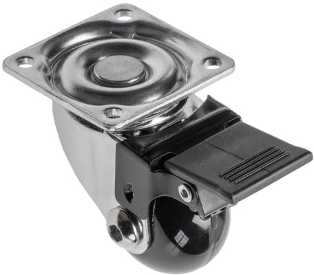 GTV - Rodillo para muebles BRAZYLIA con bloqueo - Ruedas giratorias para muebles - Acero/PC/PU - Diámetro 35 mm - Ruedas giratorias 360 grados - Carga total por rollo 30 kg - Negro