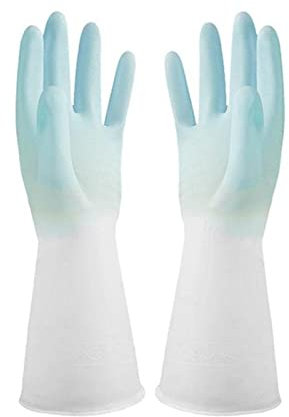 Cusstally Guantes for Lavar Platos, Guantes de Limpieza de Silicona, Lavavajillas, Guantes de Goma, Herramientas for Fregar Guantes para Lavar Platos (Color : Blau, Size : L)