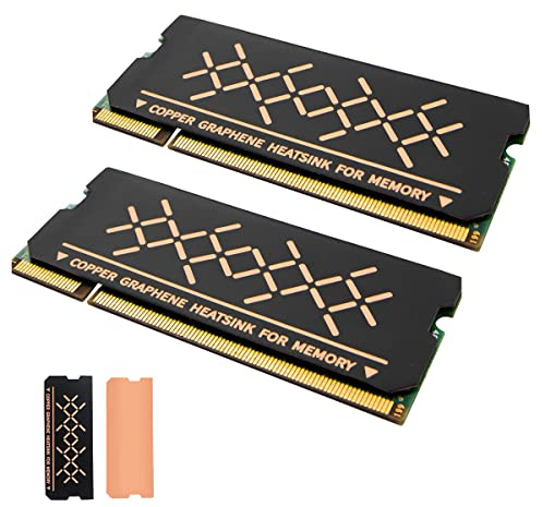 DolDer Disipador de calor de cobre para ordenador portátil, 2 unidades, con cobertura completa del revestimiento de grafeno, módulo de memoria DDR5/4/3/2