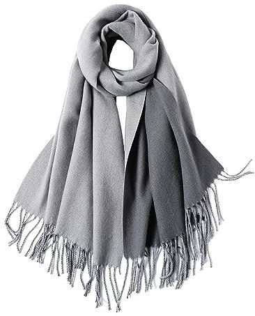MaaMgic Schal Damen Pashmina Stola Warm Zweifarbig mit quasten/fransen Tücher für Frauen Abendkleider Hochzeit Festlich xxl Schals Herbst Winter Einfarbig Deckenschal MEHRWEG