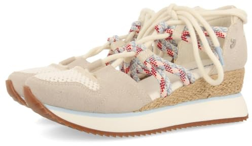 Sneakers Abiertos Beige Tipo Espadrille con CUÑA para Mujer IONA