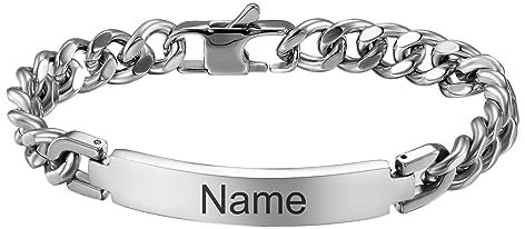 Cupimatch Armband Herren Damen mit Gravur Edelstahl Poliert Panzerkette Armband Panzerarmband Armreif Silber Schwarz Gold