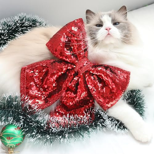 Regendeko Premium Weihnachtsschleife mit Glitzer, 25x30 cm - Extra große, volle Baumschleife vorgebunden - Für Christbaumspitze, Geschenk, Türkranz als Weihnachtsdeko