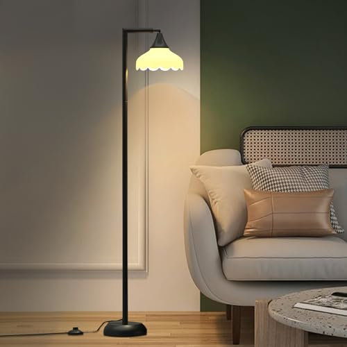 Standleuchten Wohnzimmer, 3 Farbtemperaturen Stehlampe mit Lampenschirm, 850LM drehbare Stehleuchte mit Fußschalter für Büro Schlafzimmer