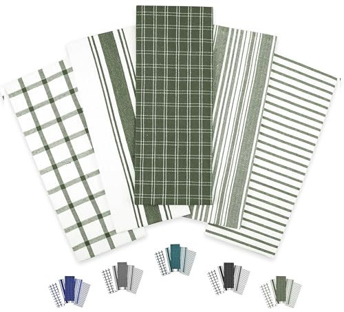 Trade Fountain Tea Towels - Pack of 5 Tea Towels for Kitchen Accessories - 50 X 70 CM Kitchen Towels - Extra Absorbent Dish Cloth - 100% Pure Cotton (OLIVE)