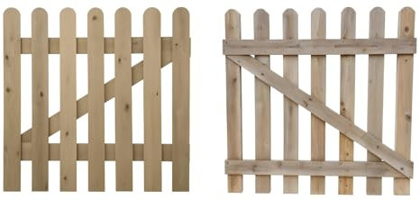 Wooden Picket Garden Gate, Hand-Built, Pressure Treated for Durability, Stylish Outdoor Garden Gate for Outdoor Spaces (90cm High x 75cm Wide x 6cm Deep)