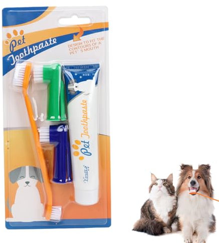 Zahnpflege Hund,Hundezahnbürste,Hundezahnpasta,Zahnsteinentferner Hunde,Denti Care Hundezahnpasta gegen Zahnstein Mundgeruch,mit 1 Hunde Zahncreme,1 Hundezahnbürste,2 Fingerzahnbürste,für Zahn