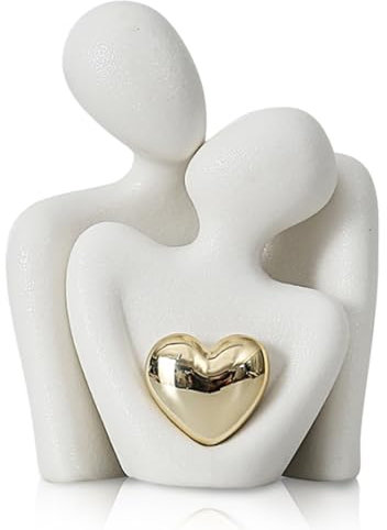 JJQHYC Romantic Couple Statue, Abstract Sculpture Small Shelf Ornaments for Living Room, White Ornaments Couple Figurine Sculptures Gifts for Wedding Anniversary