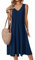 Zeagoo Robe Femme Chic Midi Robe d'été Élégante sans Manches Robe Tunique Casual Col en V Robes avec Poches Bleu Violet L