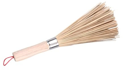 PRETYZOOM 3pcs Natural Bamboo Wok Brush Wooden Handle Scrubbing Brush for Kitchen Cleaning